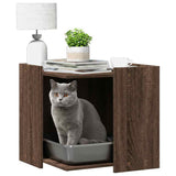 Vidaxxl bac à litière pour chat 53x53x51 cm bois fini chêne brun