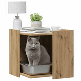 Vidaxl kattenbakkast 53x53x51 cm bewerkt hout artisanaal eikenkleurig