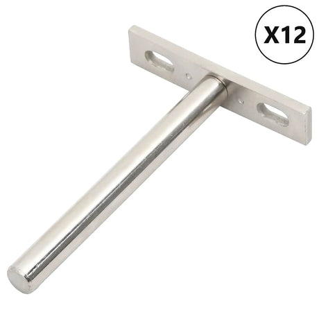 Vidaxx supports d'étagère flottants 12pcs invisibles ø10x100 mm acier au carbone