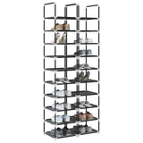 Vidaxl schoenenrekken 2 st 33x33x174 cm vliesvrij 10-laags zwart