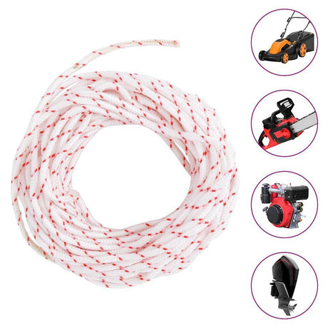 Vidaxl tirette cordon de démarrage blanc et rouge ø3 mm 10 m nylon