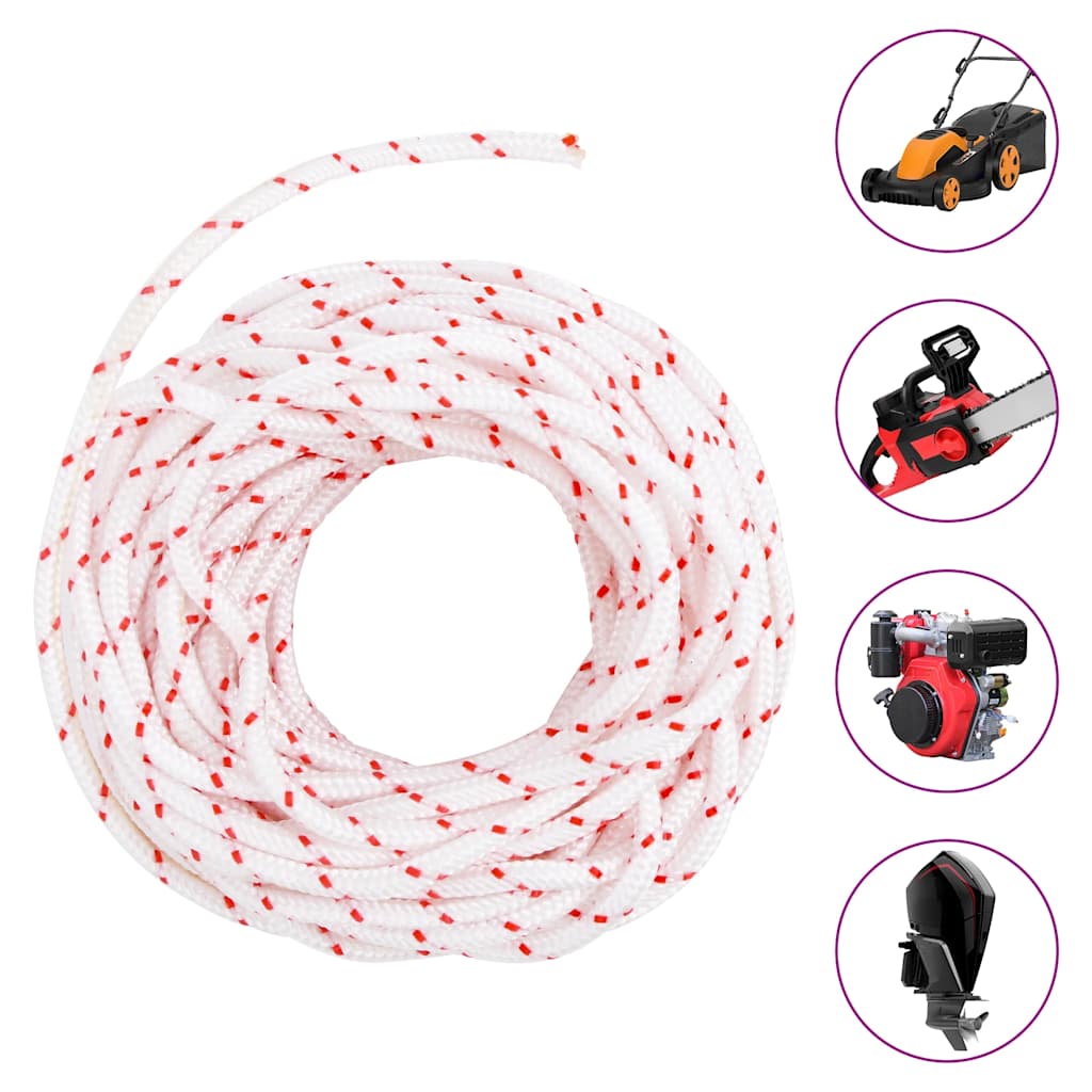 Vidaxl tirette cordon de démarrage blanc et rouge ø4 mm 10 m nylon