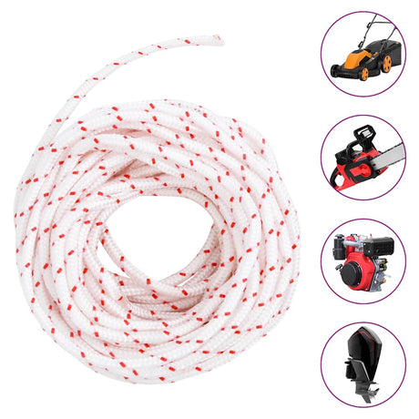 Vidaxl tirette cordon de démarrage blanc et rouge ø5 mm 10 m nylon