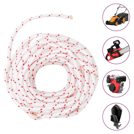 Vidaxl tirette cordon de démarrage blanc et rouge ø6 mm 10 m nylon
