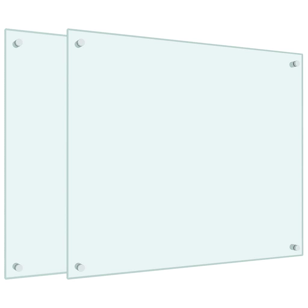 VidaXL Crédences de cuisine 2 pcs 70x60 cm verre trempé blanc