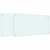 VidaXL Pare-éclaboussures de cuisine 2 pcs 80x40 cm verre trempé blanc