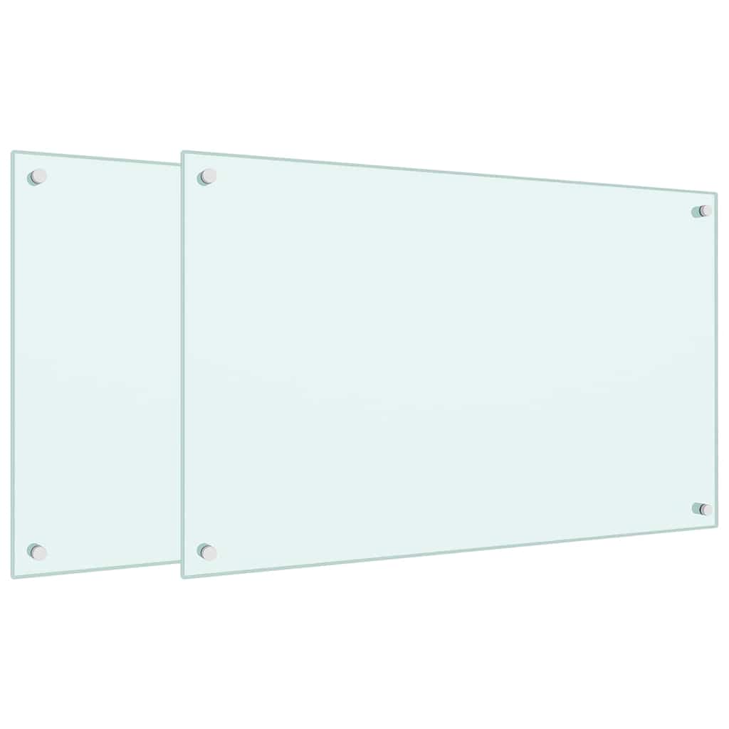 VidaXL Protections anti-éclaboussures de cuisine 2 pcs 80x50 cm verre trempé blanc