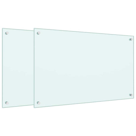 VidaXL Protections anti-éclaboussures de cuisine 2 pcs 80x50 cm verre trempé blanc