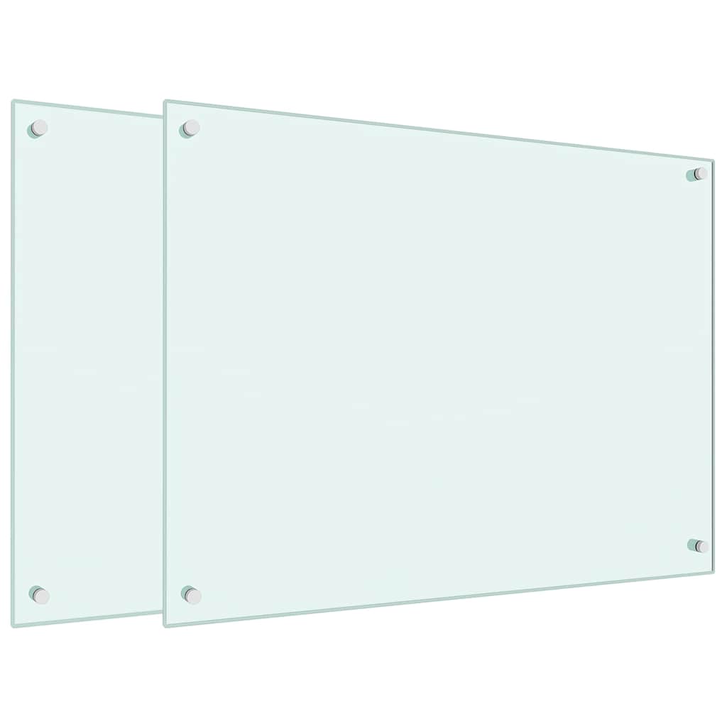 VidaXL Crédences de cuisine 2 pcs 80x60 cm verre trempé blanc
