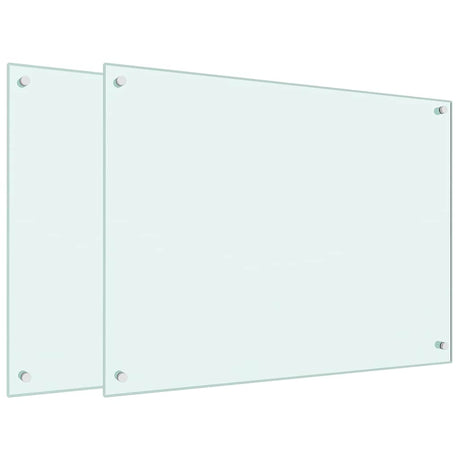 VidaXL Crédences de cuisine 2 pcs 80x60 cm verre trempé blanc