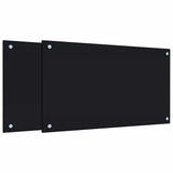 VidaXL Pare-éclaboussures de cuisine 2 pcs 70x40 cm verre trempé noir