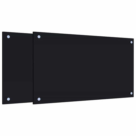 VidaXL Pare-éclaboussures de cuisine 2 pcs 70x40 cm verre trempé noir