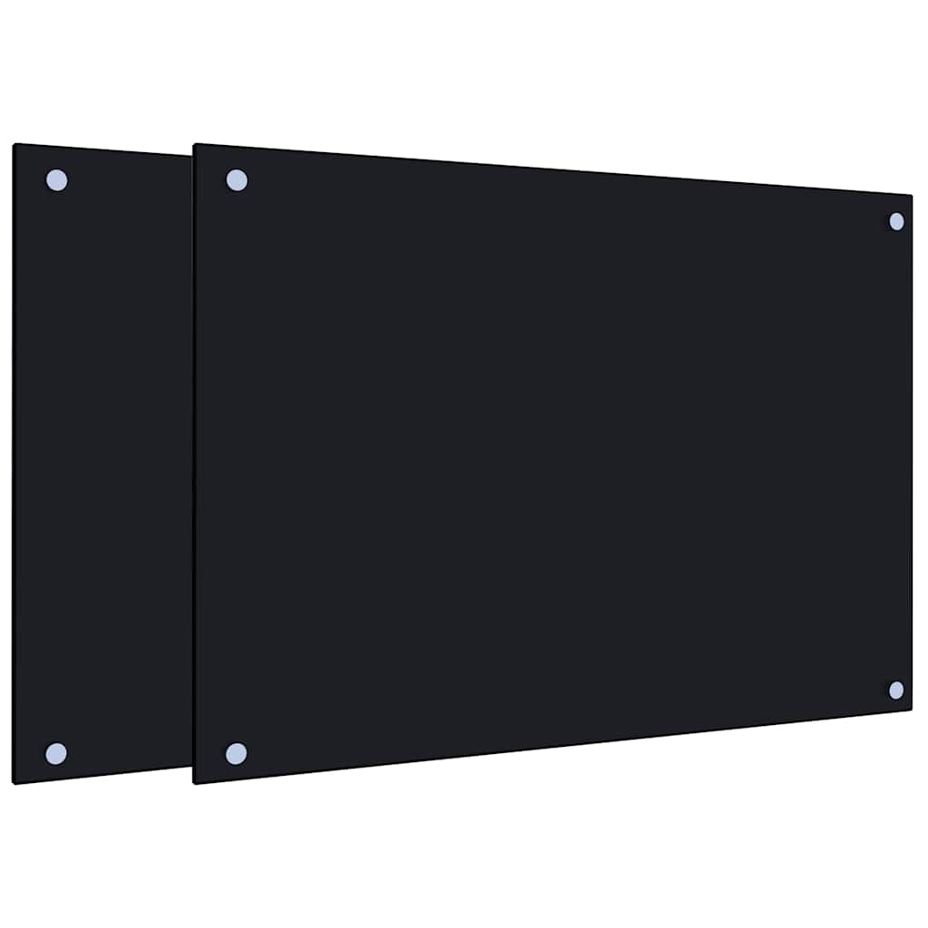 VidaXL Pare-éclaboussures de cuisine 2 pcs 70x50 cm verre trempé noir