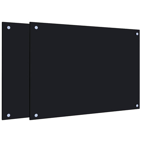 VidaXL Pare-éclaboussures de cuisine 2 pcs 70x50 cm verre trempé noir