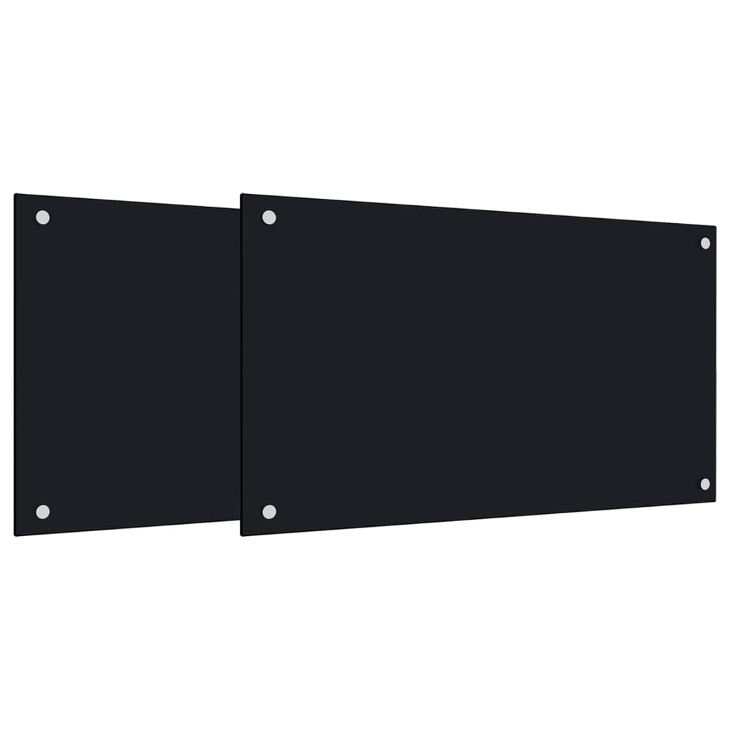 VidaXL splashing screens kitchen 2 st 70x60 cm hardened glass black