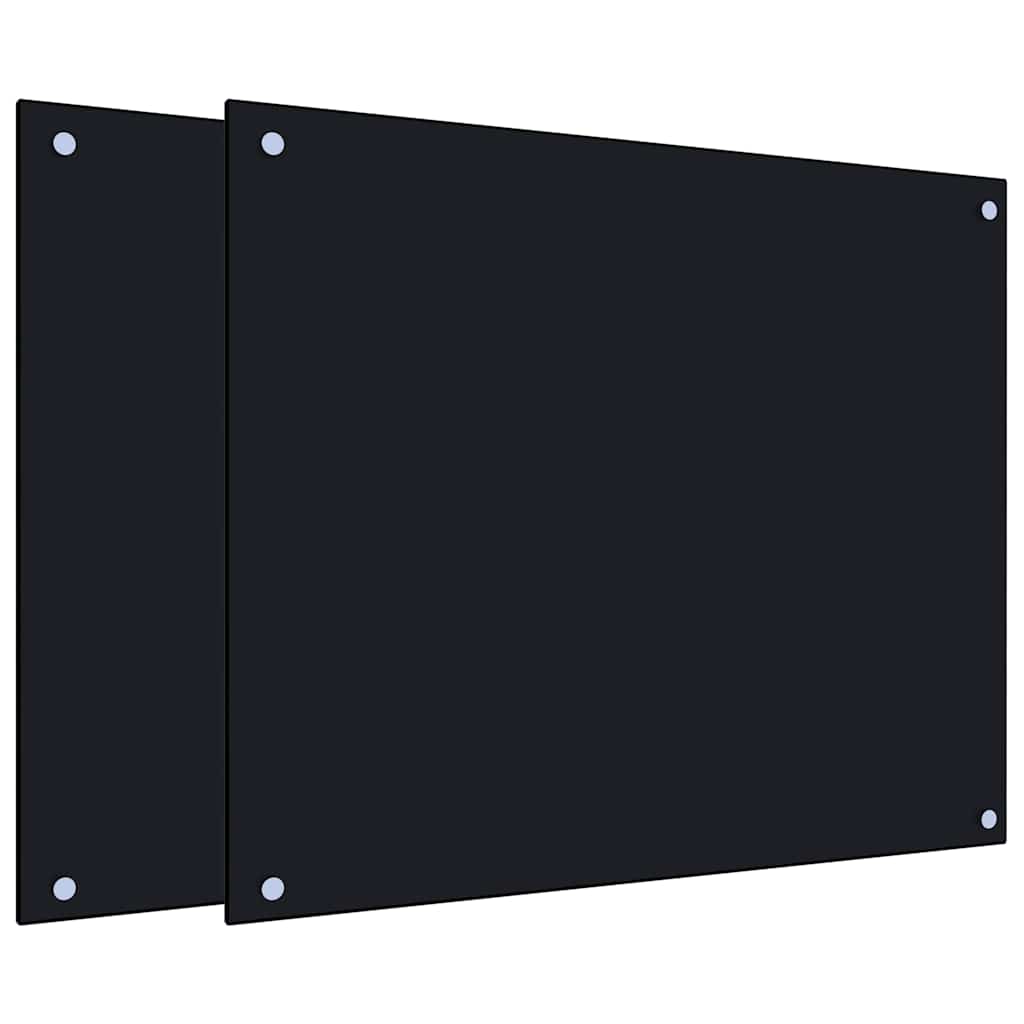 VidaXL Pare-éclaboussures de cuisine 2 pcs 70x60 cm verre trempé noir