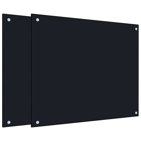 VidaXL Pare-éclaboussures de cuisine 2 pcs 70x60 cm verre trempé noir