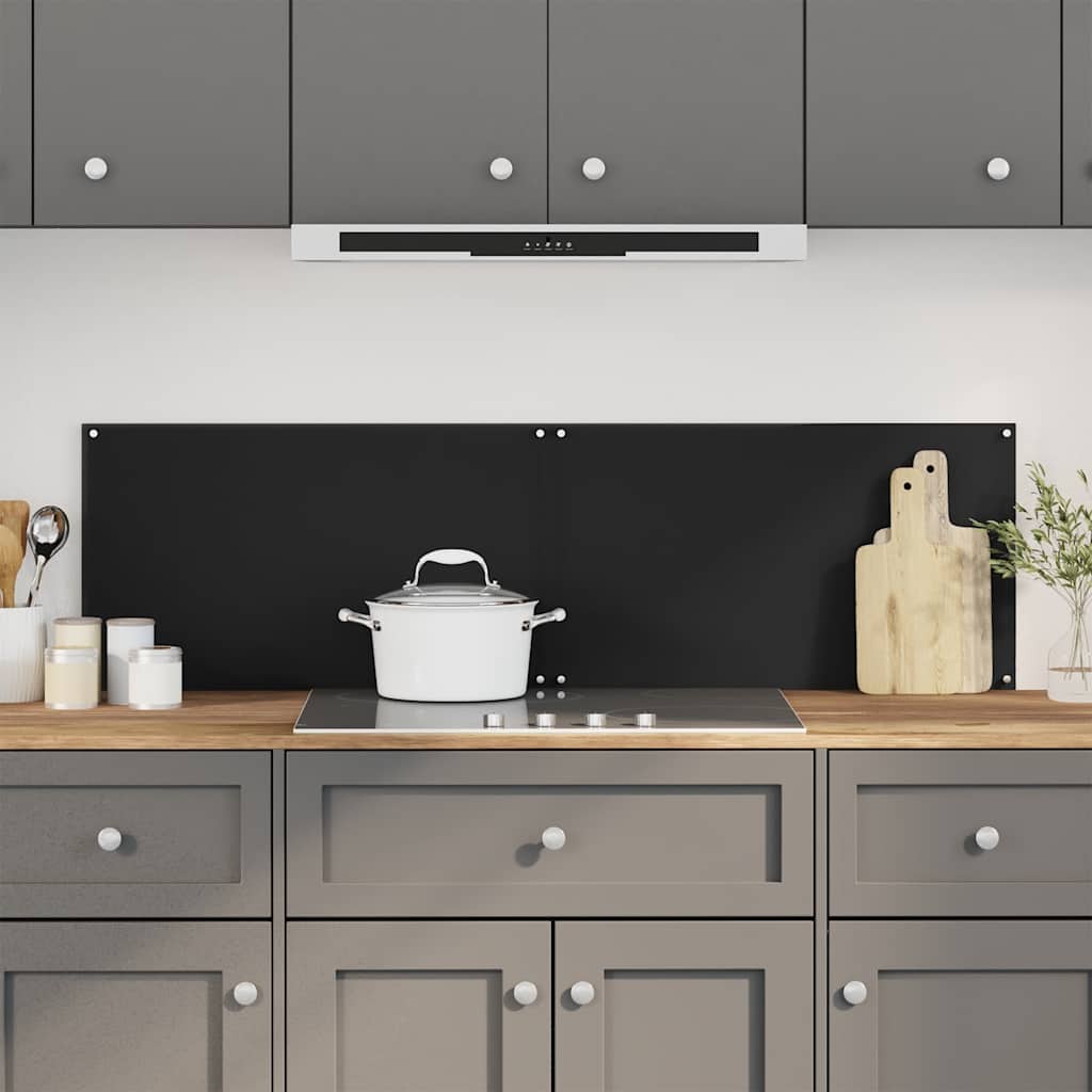 VidaXL Pare-éclaboussures de cuisine 2 pcs 70x60 cm verre trempé noir