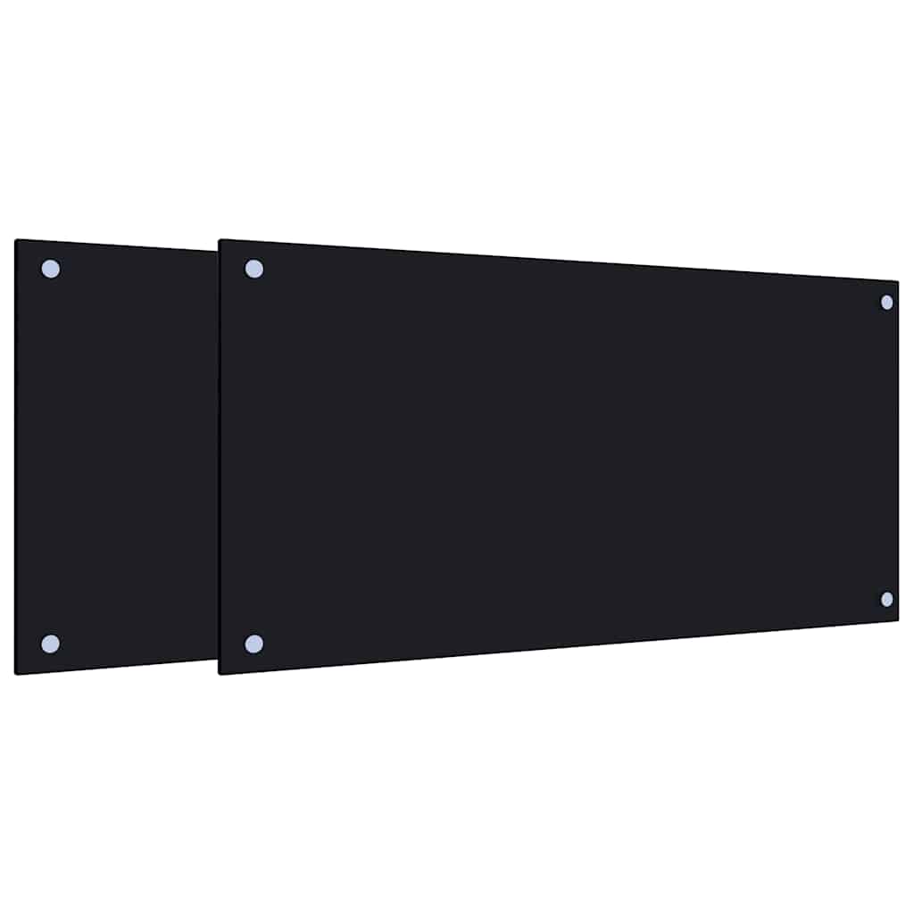 VidaXL Pare-éclaboussures de cuisine 2 pcs 80x40 cm verre trempé noir