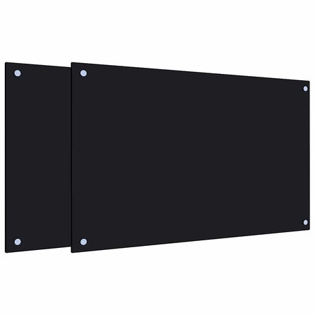 VidaXL Pare-éclaboussures de cuisine 2 pcs 80x50 cm verre trempé noir