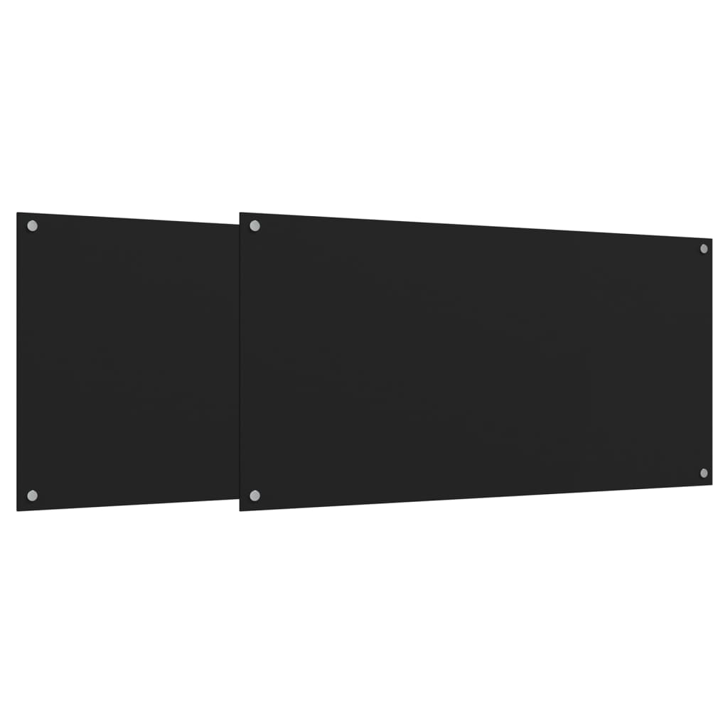 Vidaxl splashing screens kitchen 2 st 80x60 cm hardened glass black