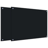 VidaXL Pare-éclaboussures de cuisine 2 pcs 80x60 cm verre trempé noir