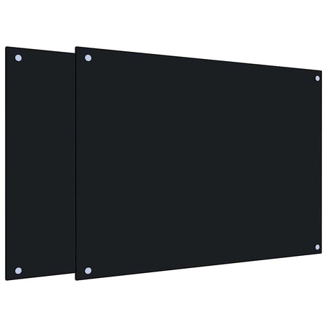 VidaXL Pare-éclaboussures de cuisine 2 pcs 80x60 cm verre trempé noir