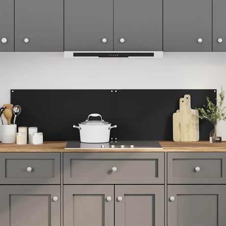 VidaXL Pare-éclaboussures de cuisine 2 pcs 80x60 cm verre trempé noir
