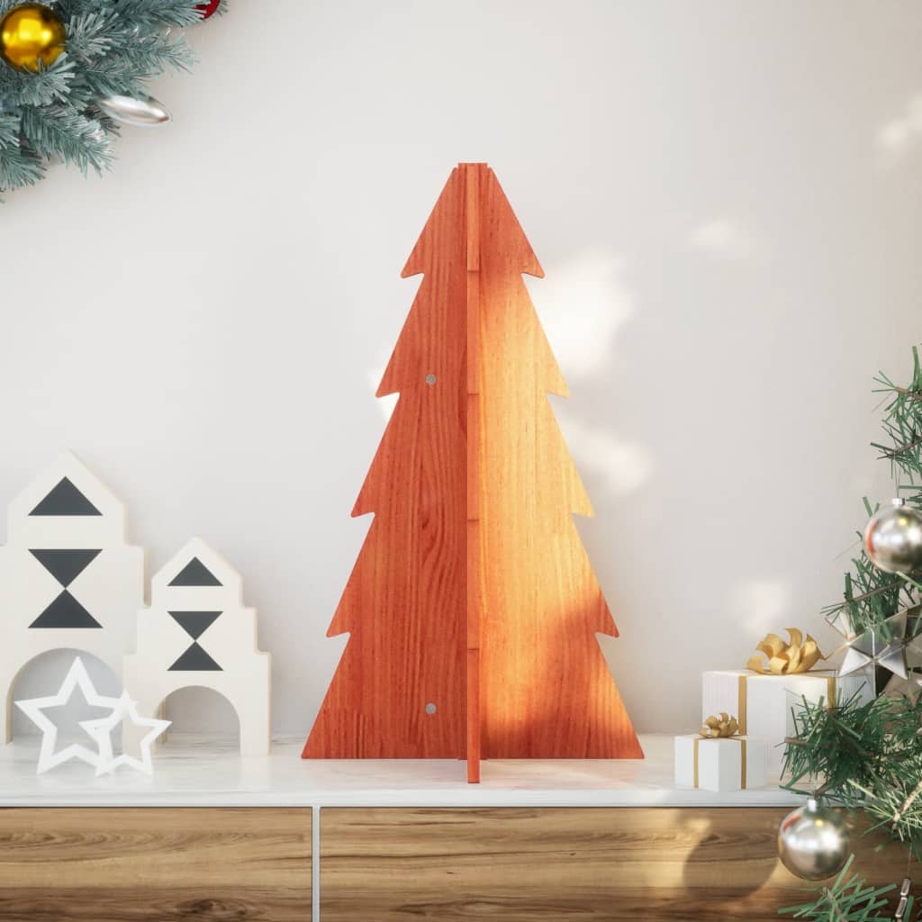Vidaxx Décoration de Noël Sapin de Noël 69,5 cm en bois de pin massif, marron lavé