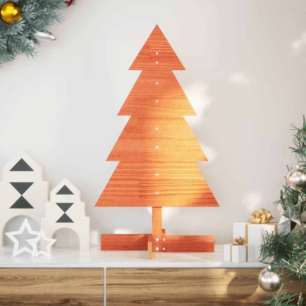 Vidaxx Décoration de Noël Sapin de Noël 80 cm en bois de pin massif, marron lavé