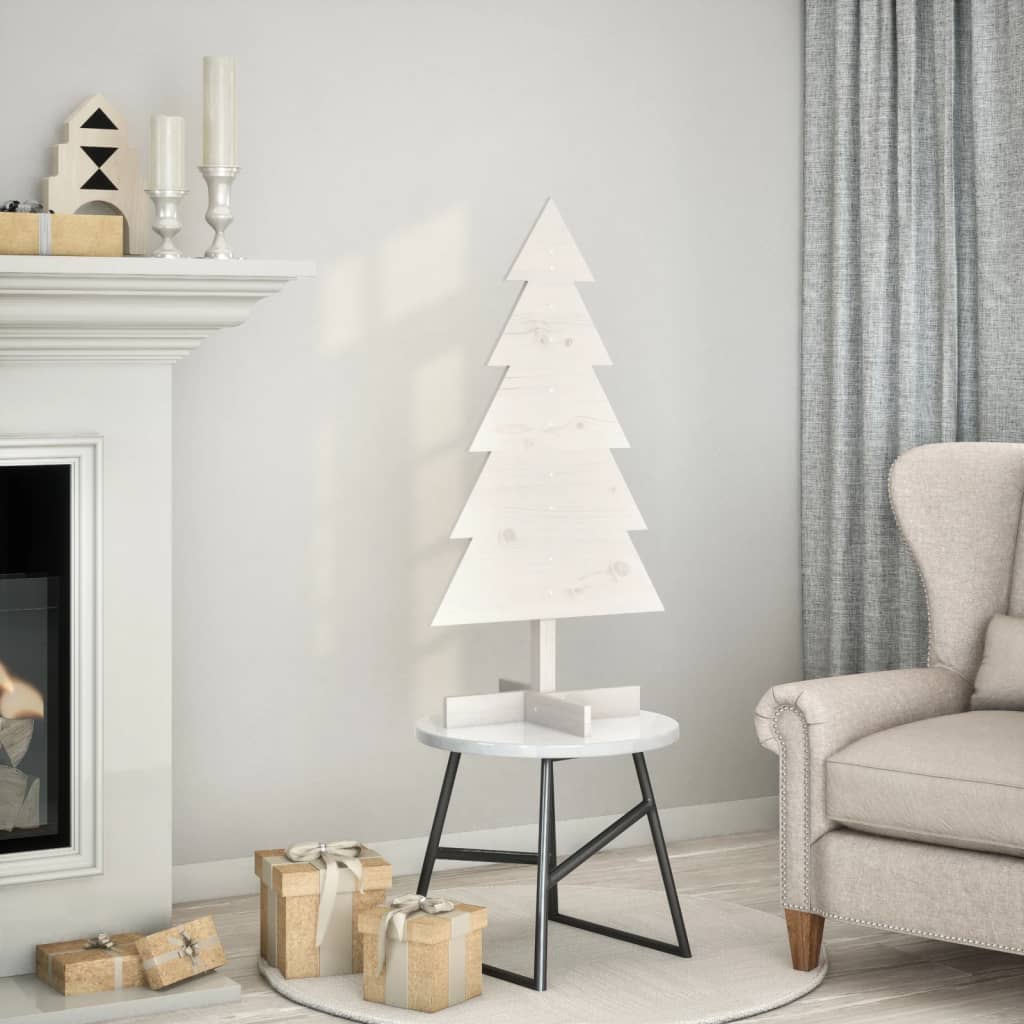 Vidaxx décoration de Noël sapin de Noël 100 cm bois de pin massif blanc
