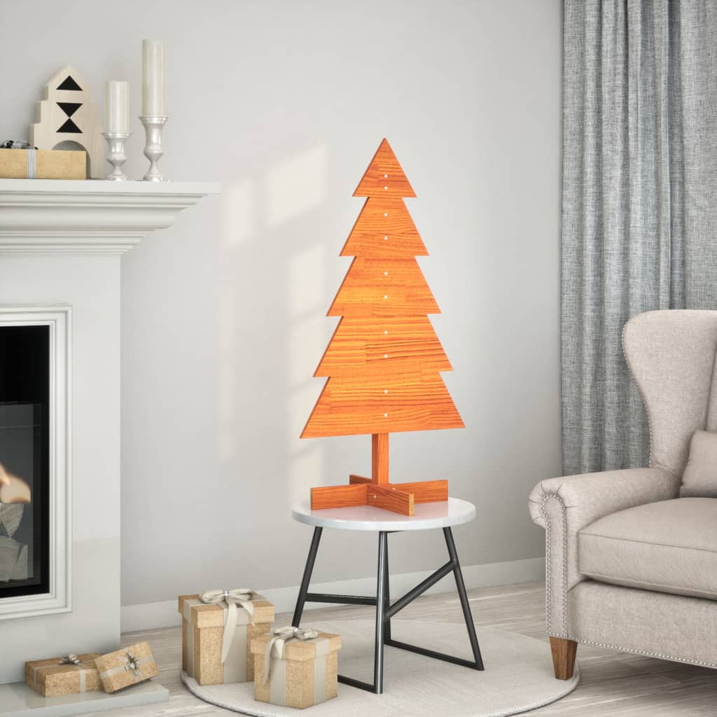Vidaxx Décoration de Noël Sapin de Noël 100 cm en bois de pin massif, marron lavé