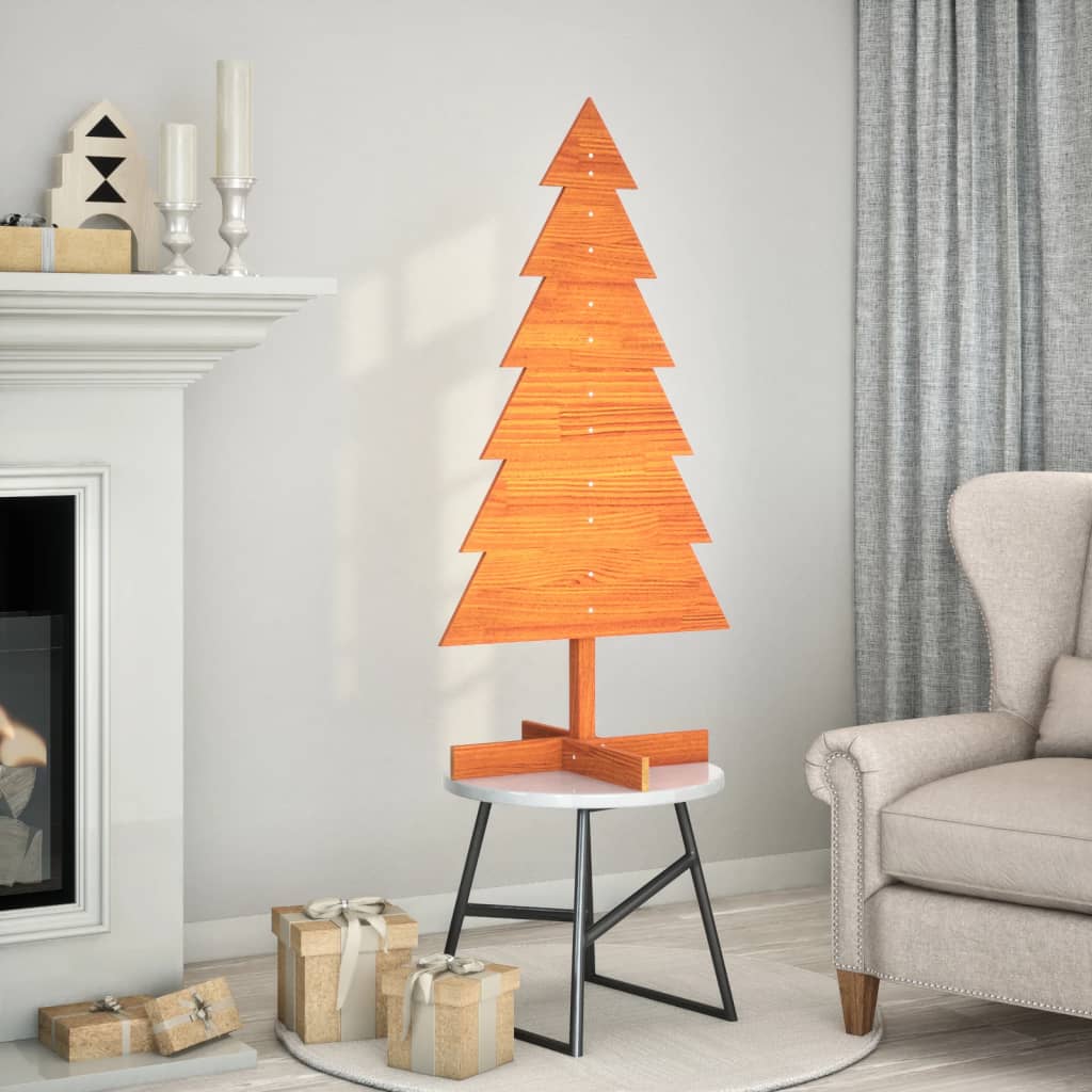 Vidaxx Décoration de Noël Sapin de Noël 120 cm en bois de pin massif, marron lavé
