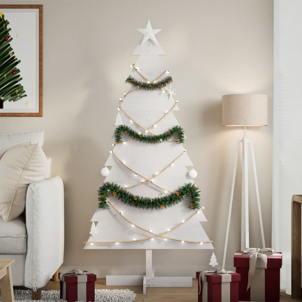 Vidaxx décoration de Noël sapin de Noël 150 cm bois de pin massif blanc