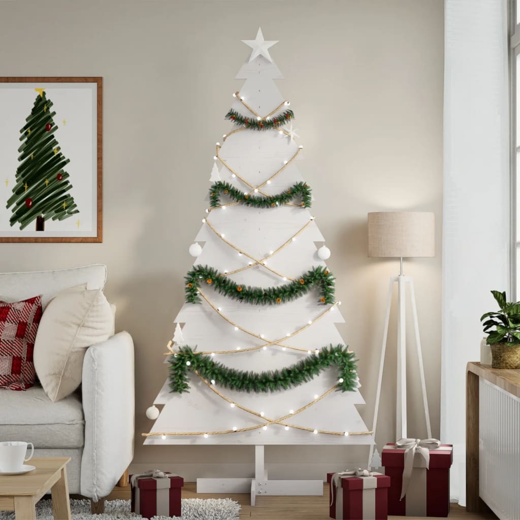 VidaXL décoration de Noël sapin de Noël 180 cm bois de pin massif blanc