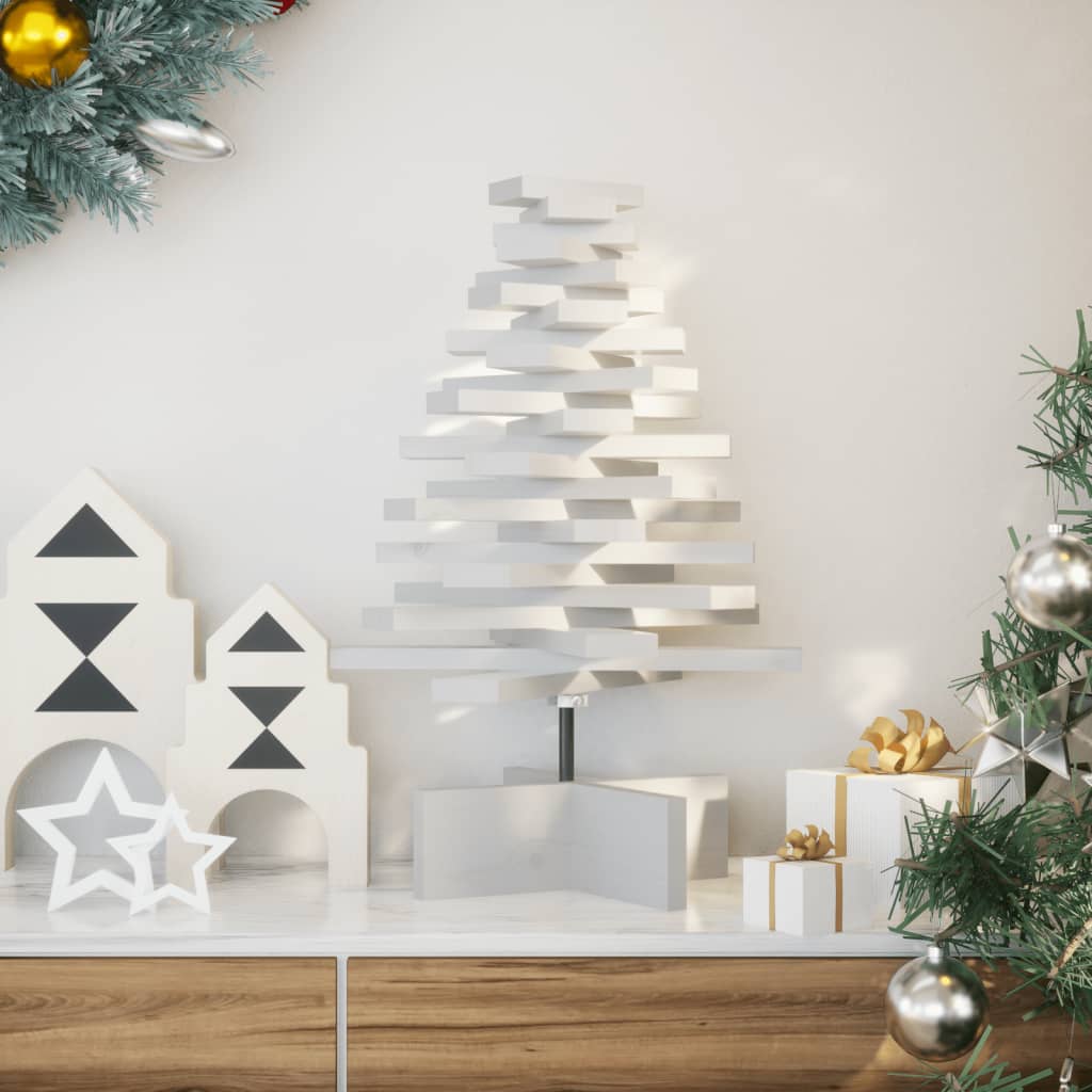 Vidaxl kerstdecoratie kerstboom 60 cm massief grenenhout wit