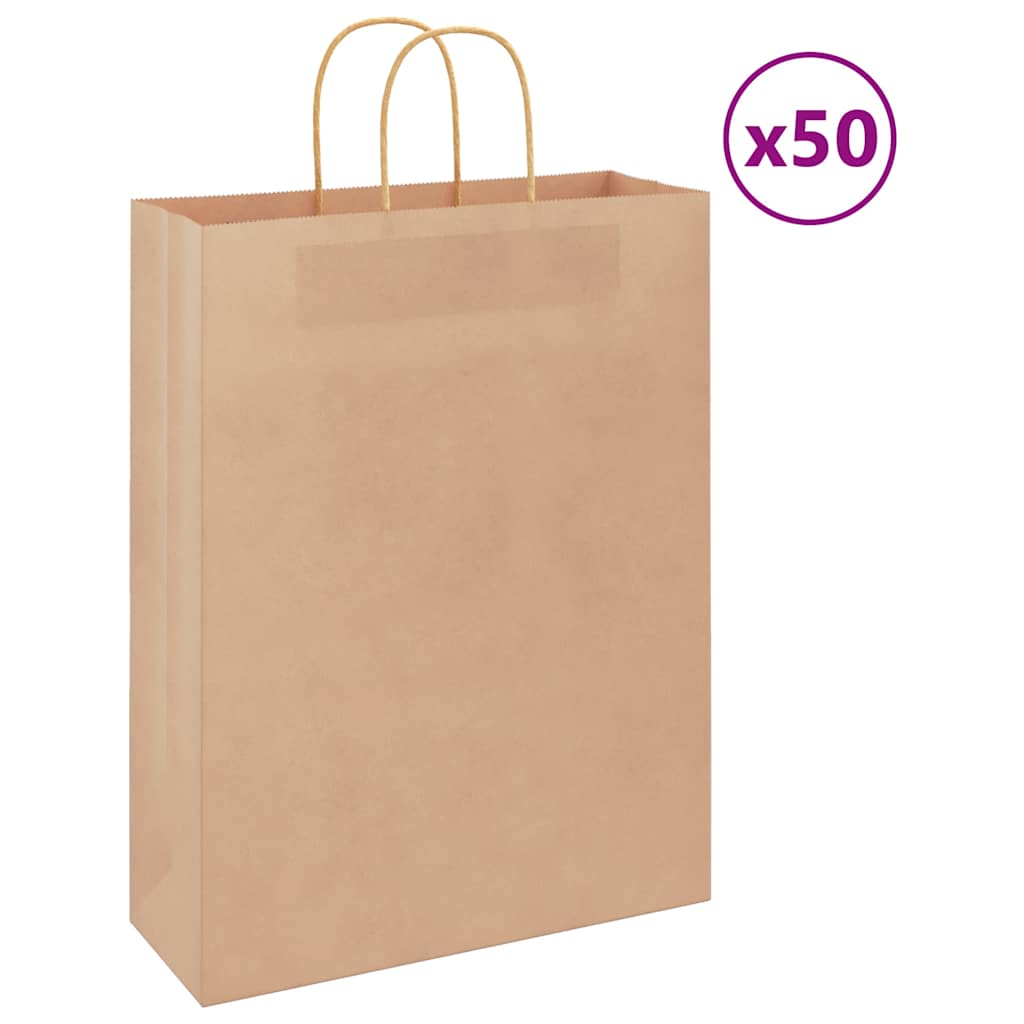 Vidaxl papieren zakken 50 st met hengsels 32x12x42 cm bruin