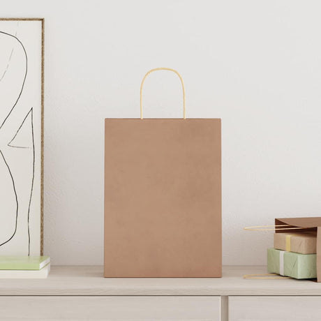Vidaxl papieren zakken 250 st met hengsels 26x12x35 cm bruin