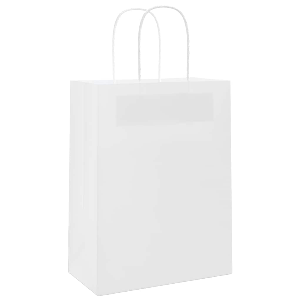 Vidaxl papieren zakjes 50 st met hengsels 21x11x28 cm wit
