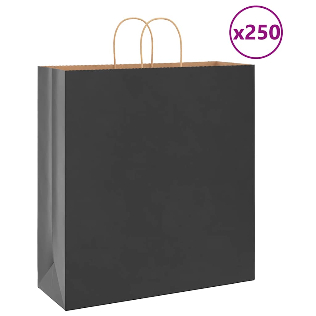 Vidaxl papieren zakken 250 st met hengsels 45x17x48 cm zwart