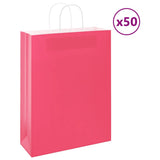 Vidaxl papieren zakken 50 st met hengsels 32x12x42 cm roze