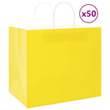 Vidaxl papieren zakken 50 st met hengsels 32x22x28 cm geel