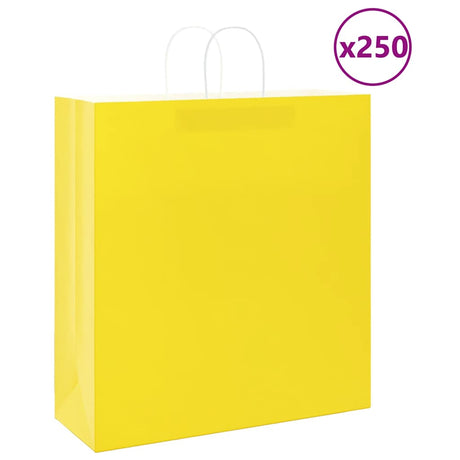 Vidaxl papieren zakken 250 st met hengsels 45x17x48 cm geel