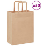 Vidaxl papieren zakken 50 st met hengsels 21x11x28 cm bruin