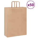 Vidaxl papieren zakken 50 st met hengsels 32x12x42 cm bruin
