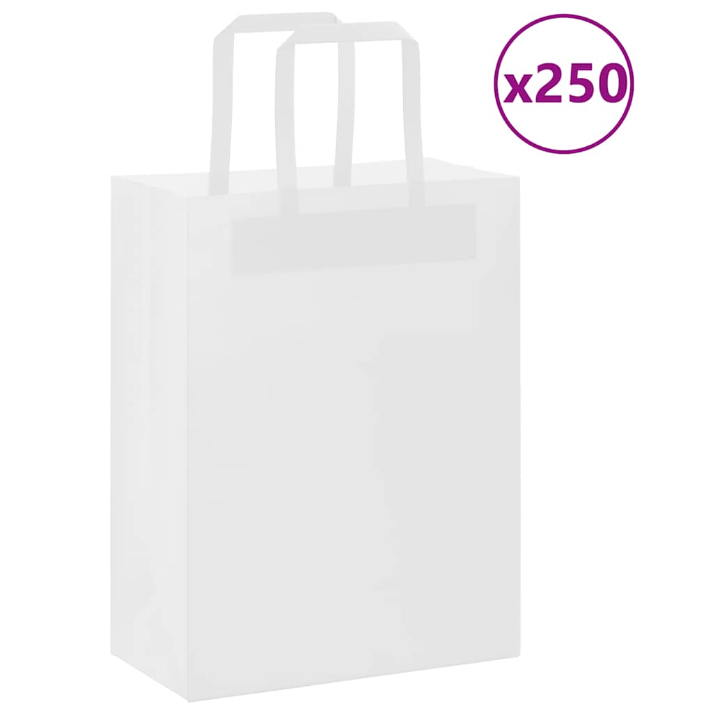 Vidaxl papieren zakken 250 st met hengsels 21x11x28 cm wit