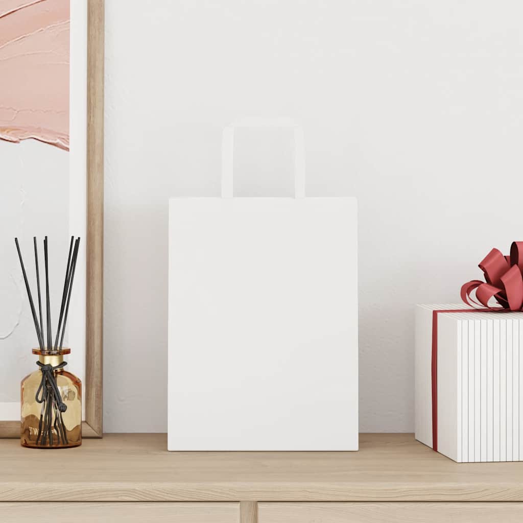 Vidaxl papieren zakken 250 st met hengsels 21x11x28 cm wit