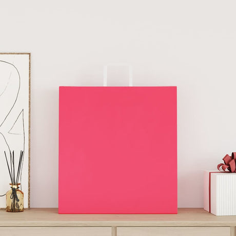 Vidaxl papieren zakken 50 st met hengsels 45x17x48 cm roze