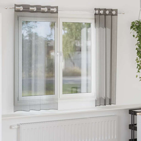 Vidaxl gordijnen voile met doorvoertules 2 st 140x140 cm donkergrijs