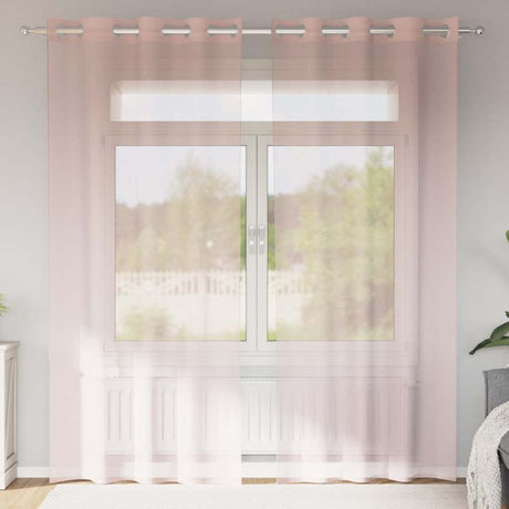 Vidaxl gordijnen voile met doorvoertules 2 st 140x245 cm lichtroze